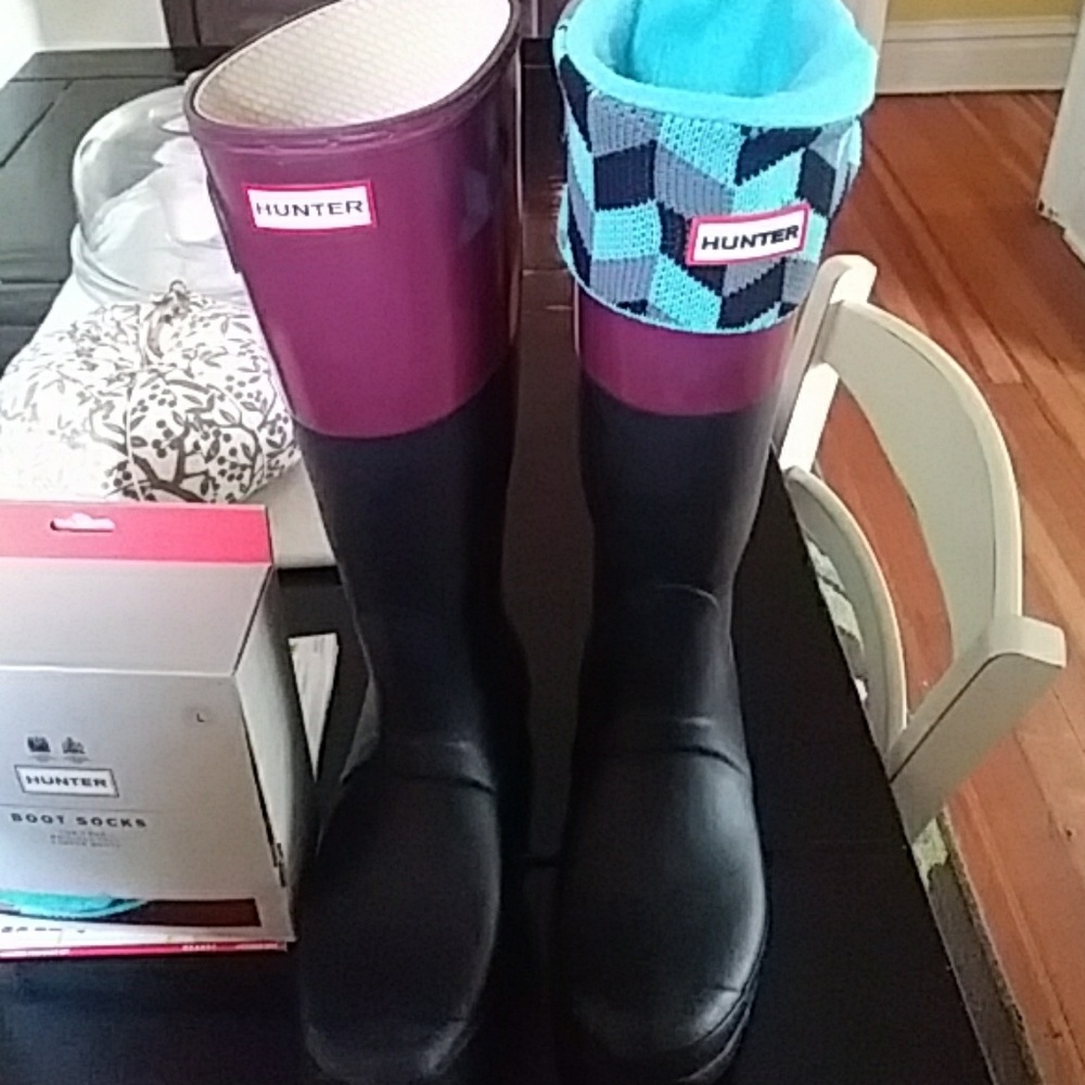 Hunter Tall Rain Boots with Hunter Tall socks